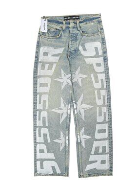Sp5der Mx555 5 Pocket Jean in Light Blue Wash